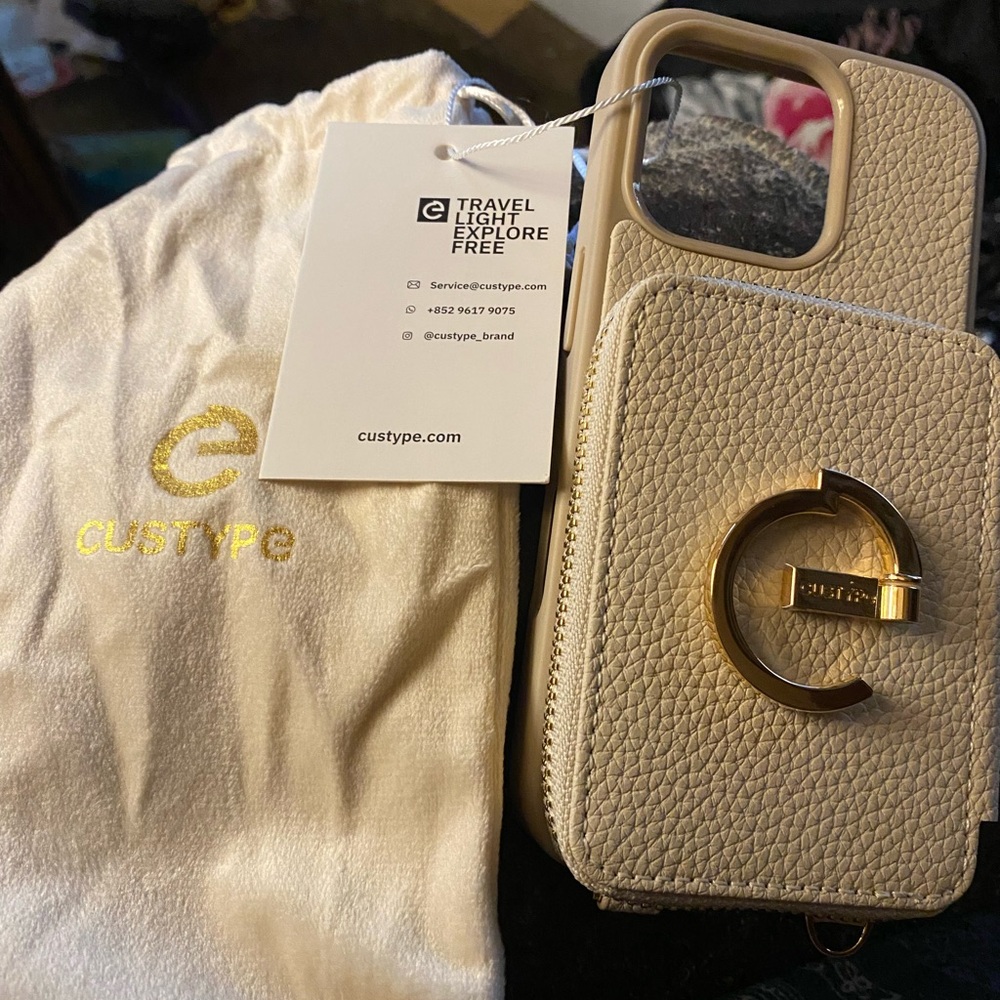 CUSTYPE Tan Slim Leather-Like Phone Case with Camera Cutout And CARDHOLDER